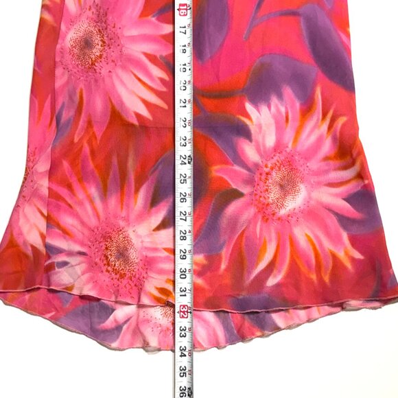 Vtg 90s Y2K Floral Chiffon Maxi Skirt Elastic Waist Whimsical Fairy Festival - Picture 11 of 12